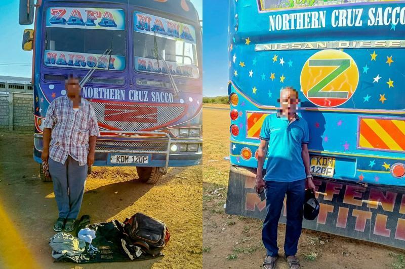 Collage photo of 2 suspects arrested along the Garissa-Thika highway.